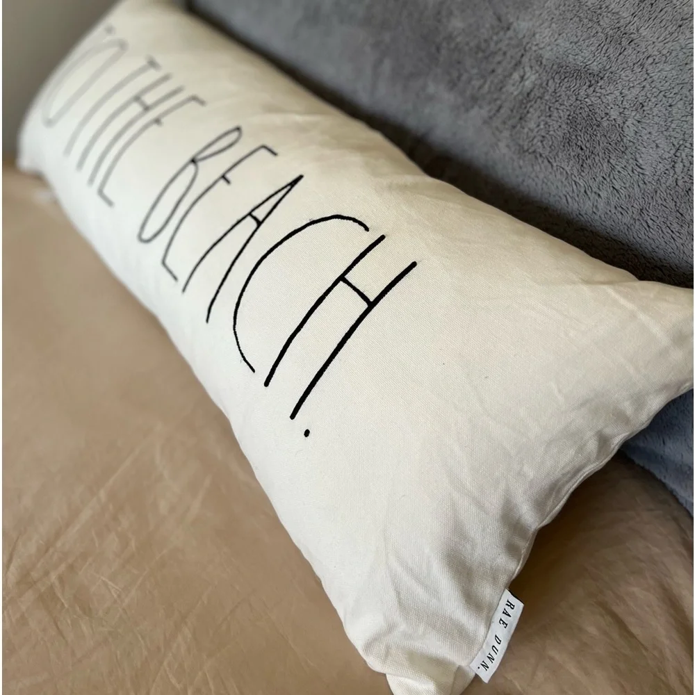 Rae Dunn 2PC Throw Pillow Case & Feather Insert To The Beach Nautical Accent